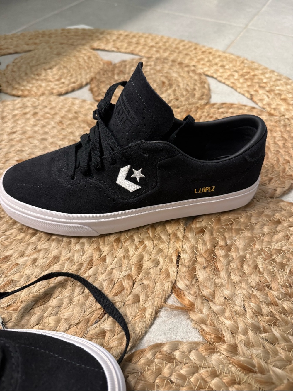 Converse Black Low-Top Sneaker with Gold Insole Detail
